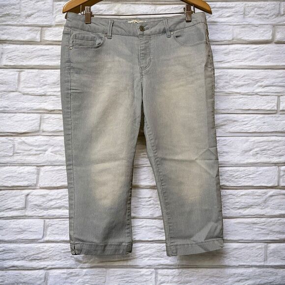 Artisan NY Capri Pants Women Size 10 Blue White Striped Cropped Jeans - Picture 1 of 5